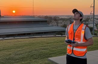 Asa O’Neal pilots a drone in Oklahoma. He has conducted research in UK’s Uncrewed Aerial Vehicle Lab and as part of UK’s Kentucky Re-entry Universal Payload System. Photo provided by Asa O’Neal.