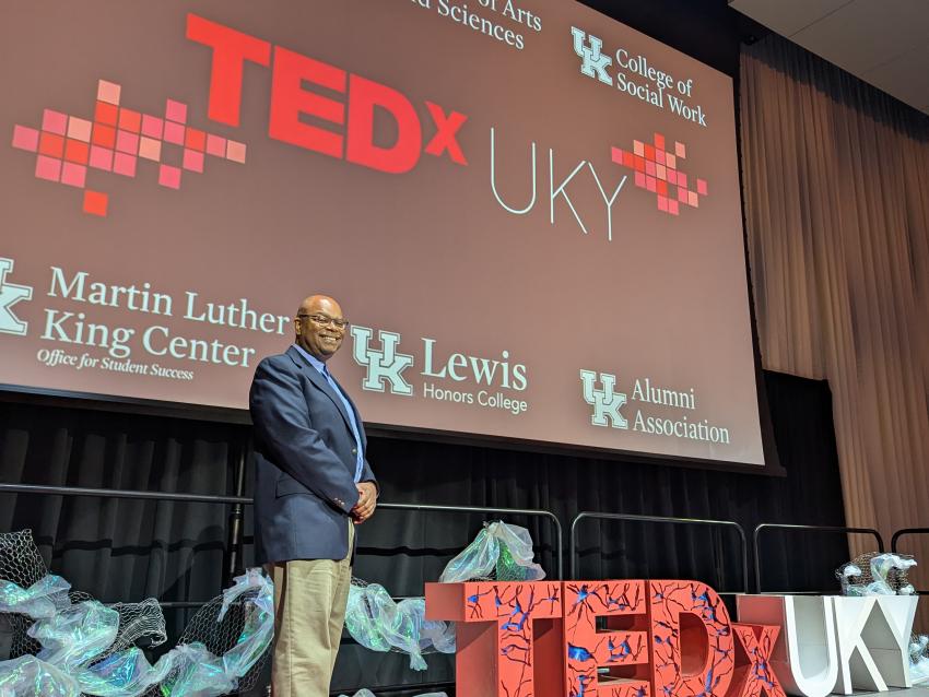 Bryson on stage at TEDxUKY