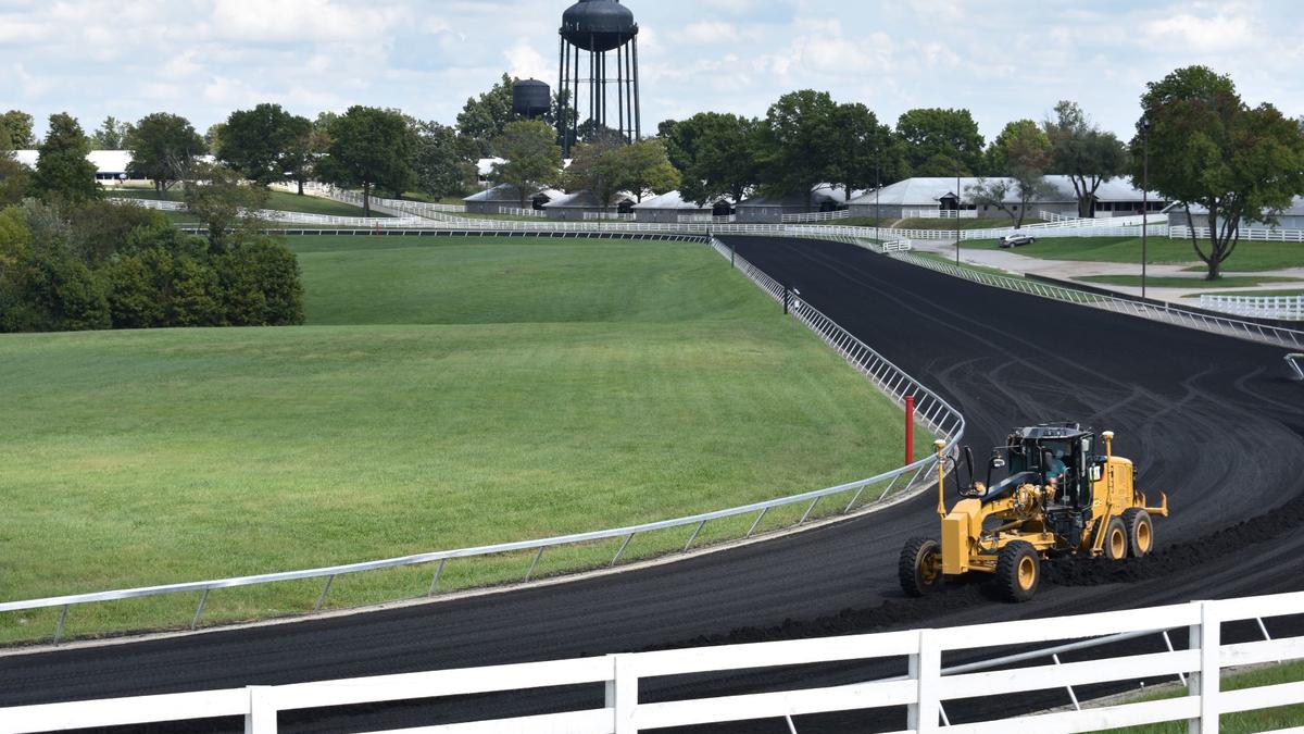 Racecourse grading in process. Photo by Katie Pratt.